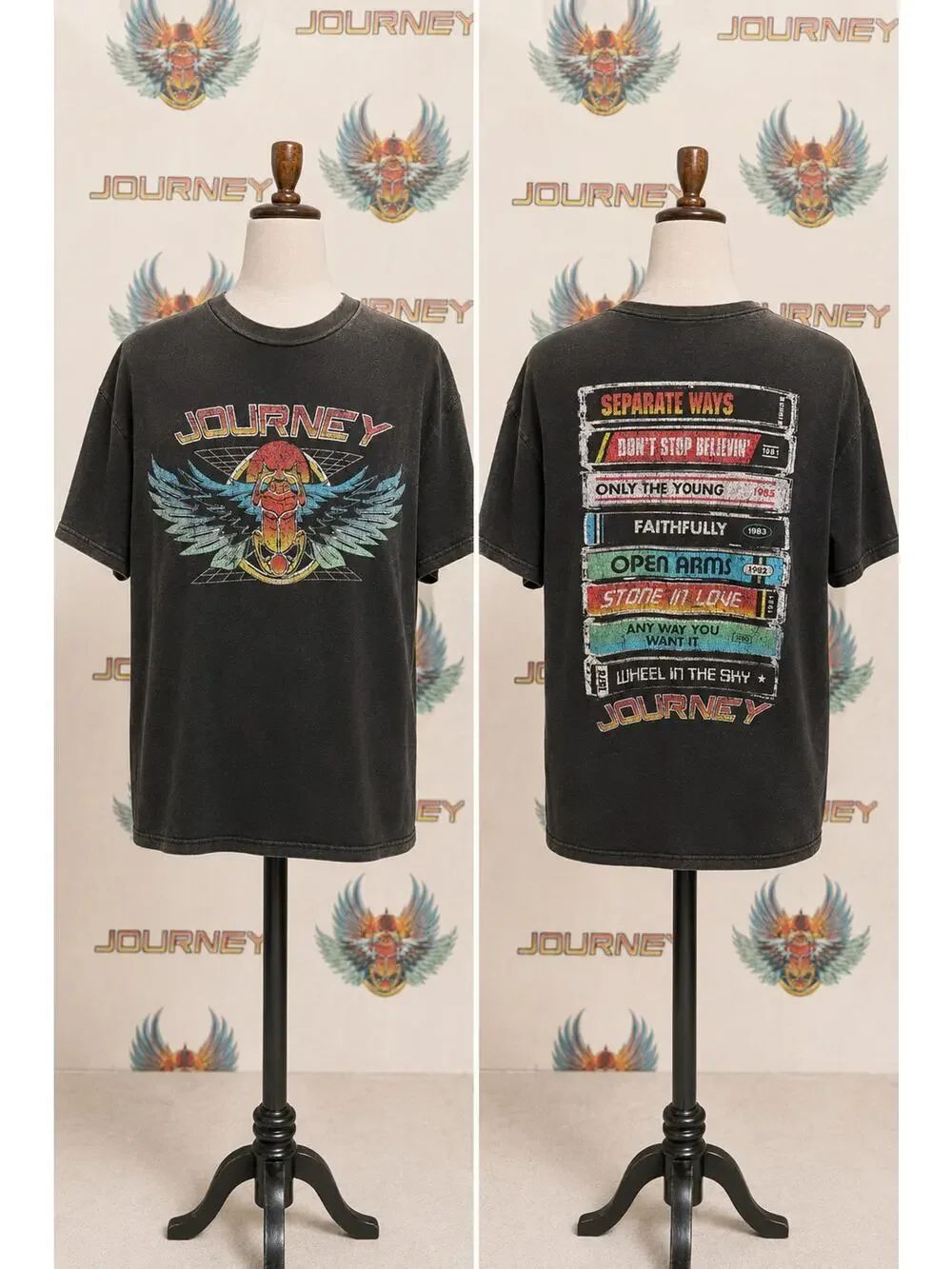 Journey Band Tee Tultex Tag Scarab Logo Song Titles Graphic Size Small